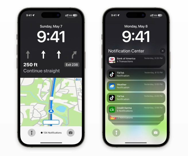 白城苹果维修服务分享iOS17锁屏地图导航半屏显示长什么样 